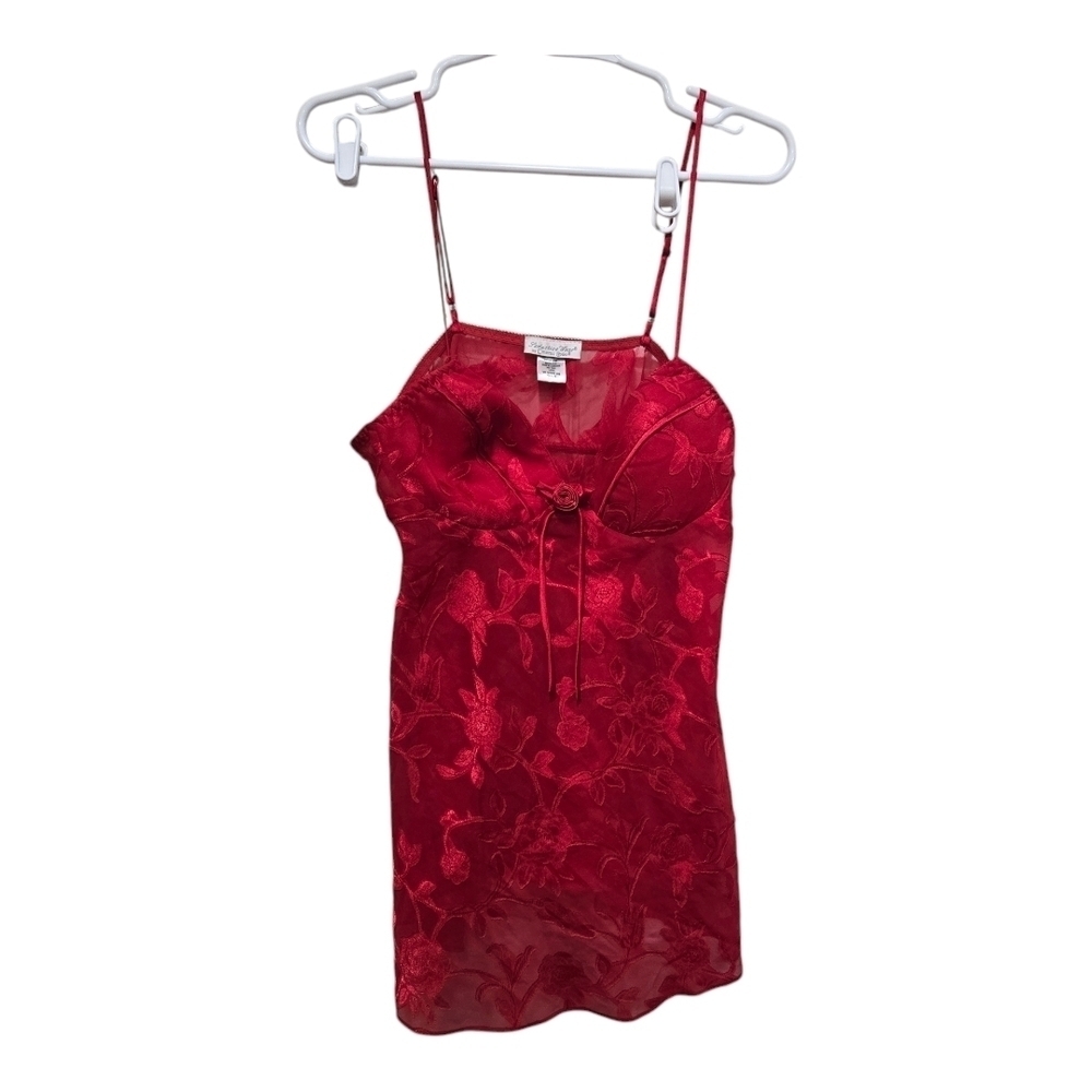 Cinema Etoile Red Lace Chemise L Vintage Sheer Lingerie Slip